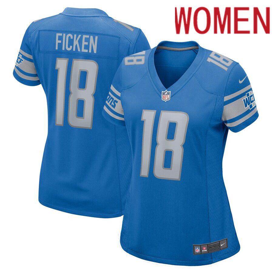 Women Detroit Lions #18 Sam Ficken Nike Blue Home Game Player NFL Jersey->women nfl jersey->Women Jersey